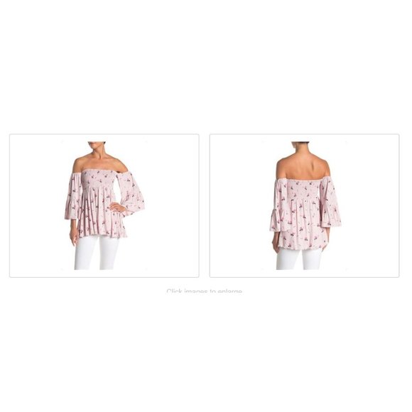 Free People Lana Off the Shoulder Tunic Pink Floral Size Small NWOT - Picture 2 of 2